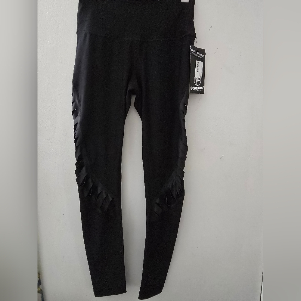 90 Degree by Reflex Stretch Black Leggings High Waisted size Small